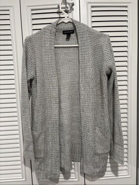 Streetwear Society Light Gray Open-Front Knit Cardigan